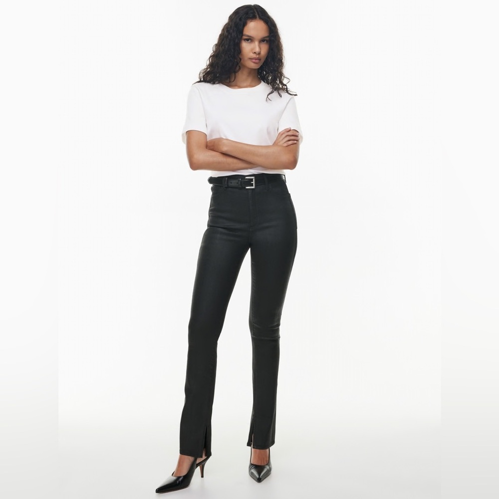 NWT Aritzia Denim Forum The Lola Split Hi-Rise Skinny Jean in Coated Stay Black
